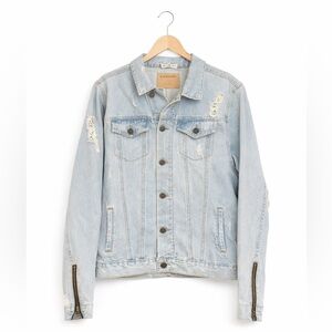 Carbon Brooklyn Distressed Denim Jacket Women’s Large Blue Ripped Streetwear